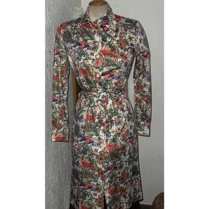 VTG 60's Psychedelic Mod Dress Flowers Deer stag Eleanor Brenner Couture Sz 4